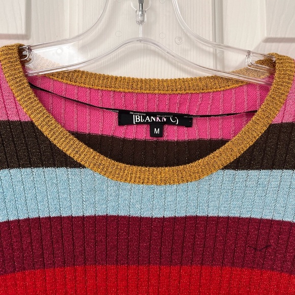 BLANKNYC Multi-Stripe Metallic Ribbed Sweater M - Picture 5 of 10